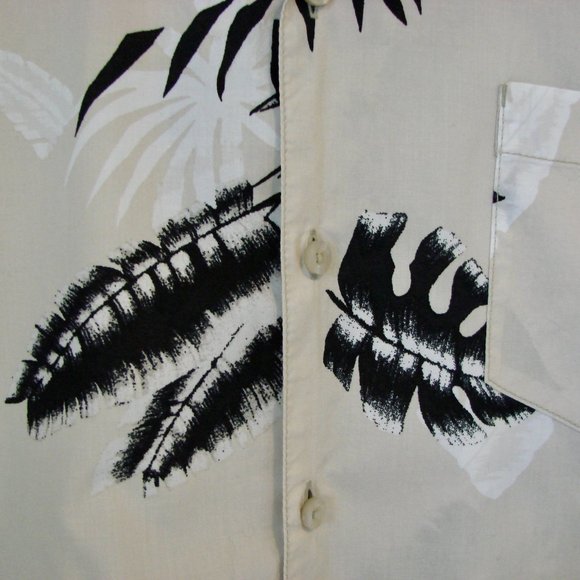 Guess Shirt Tan Black Hawaiian Palm Leaf Slim Fit Shirt Button Front Size XXL - Picture 9 of 13